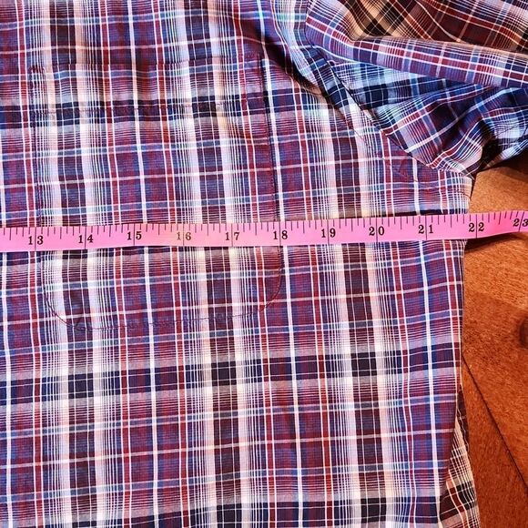 Roundtree & Yorke Long Sleeve Button Down Cotton Shirt, Medium, Red& Black Plaid - Picture 3 of 9